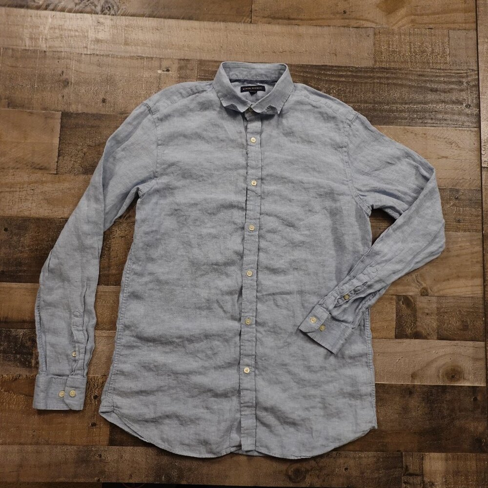 Banana Republic Linen Button-Down Shirt Men’s Large Light Blue Casual Summer